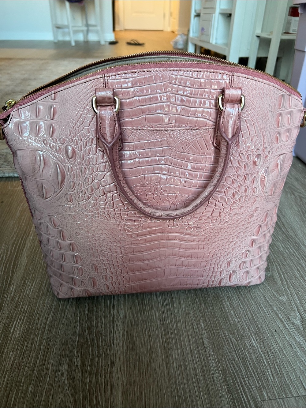 Brahmin Pink Croc-Embossed Dome Satchel - Picture 6 of 6
